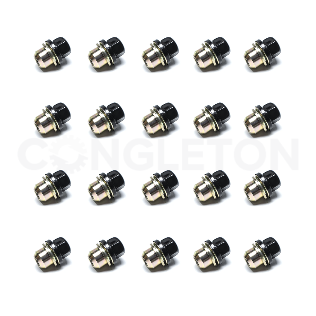 Black Alloy Wheel Nut - Set of 20 for Defender 90, 110, Discover I and 1986 - 1995 Range Rover Classic