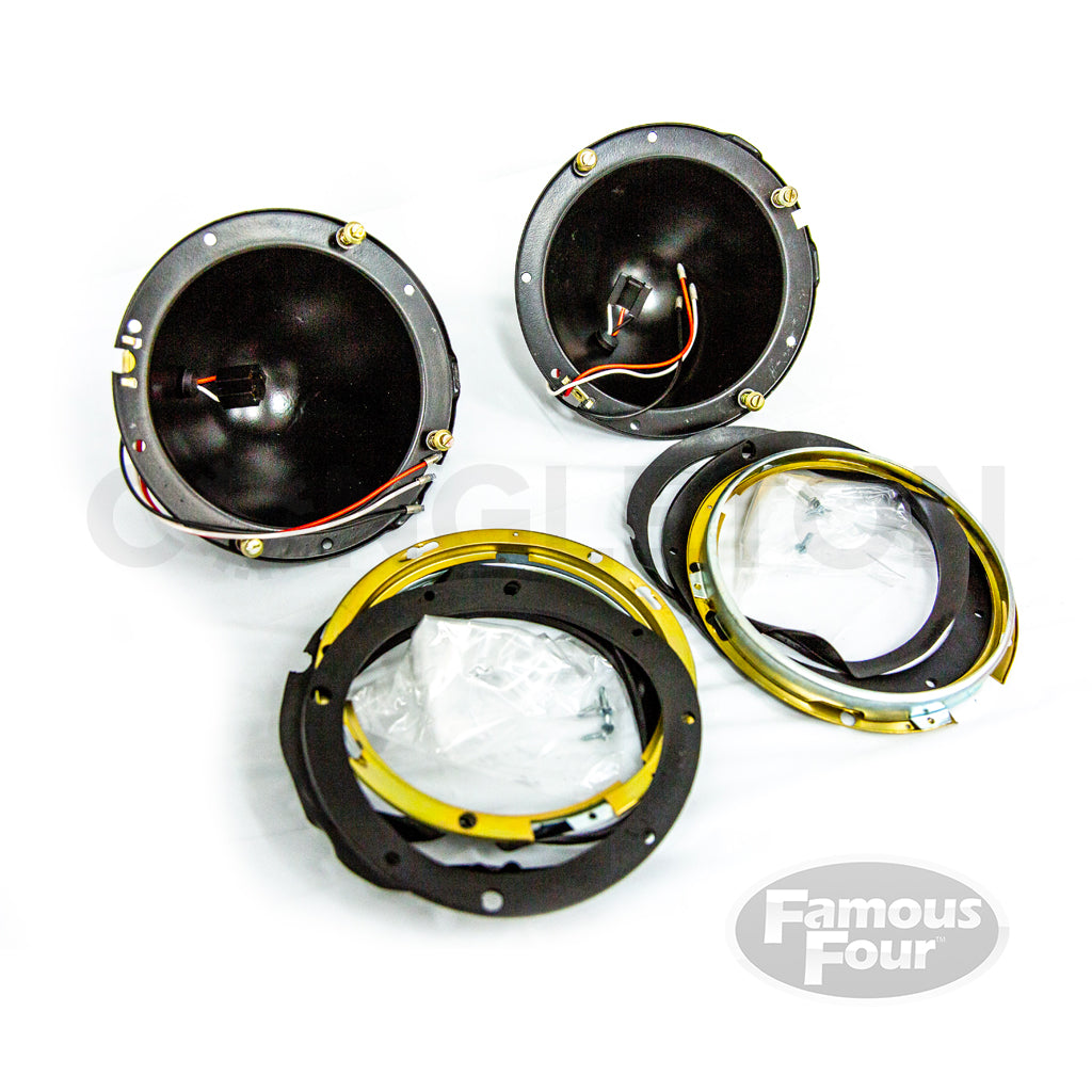 Lucas Metal Headlamp Buckets Early Range Rover Classic