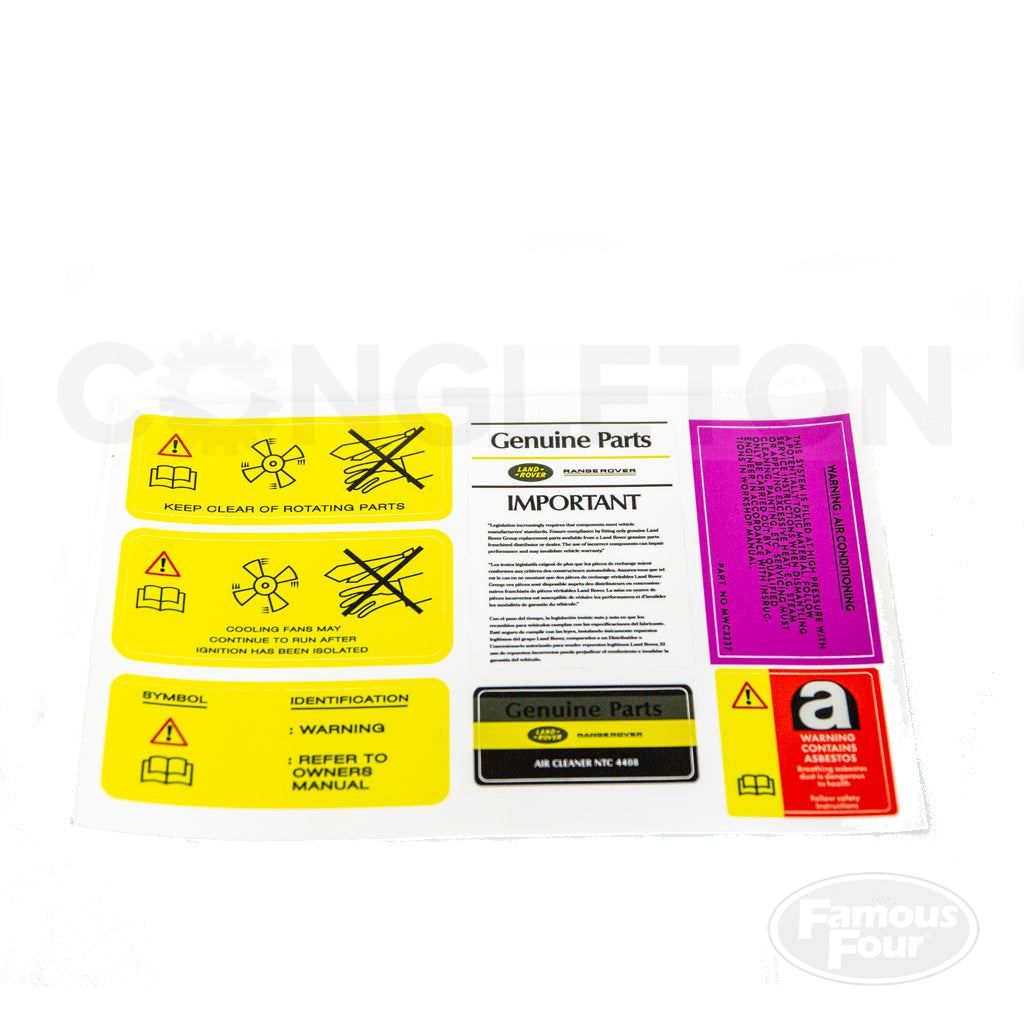 Range Rover Classic Underbonnet Sticker Set