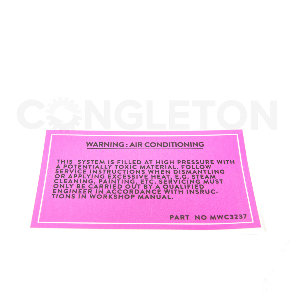 1987-1989 Range Rover Classic Warning A/C Sticker