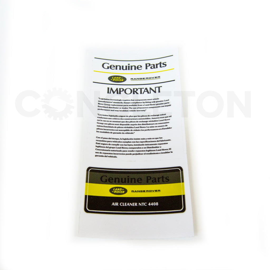1987-1989 Range Rover Classic Genuine Parts Sticker