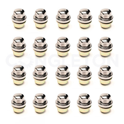 Stainless Steel Capped Alloy Wheel Nuts - Set of 20 for Range Rover, Defender